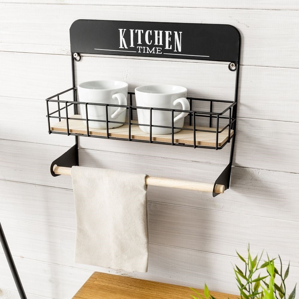 Rustic Kitchen Shelf with Paper Towel Holder