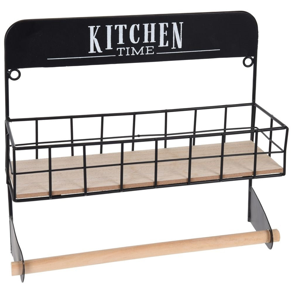 Rustic Kitchen Shelf with Paper Towel Holder