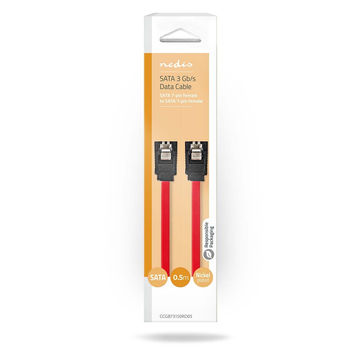 SATA cable | 3 Gbps | SATA 7-Pin Female | SATA 7-Pin Female | Nickel Plated | 0.50 m | Flat | PVC | Red | Box
