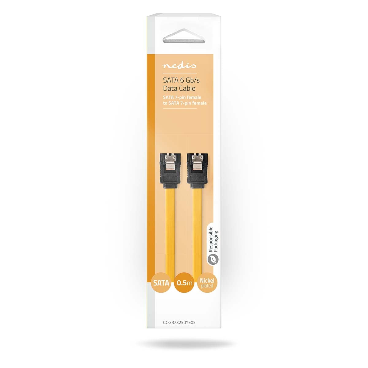 SATA cable | 6 Gbps | SATA 7-Pin Female | SATA 7-Pin Female | Nickel Plated | 0.50 m | Flat | PVC | Yellow | Box