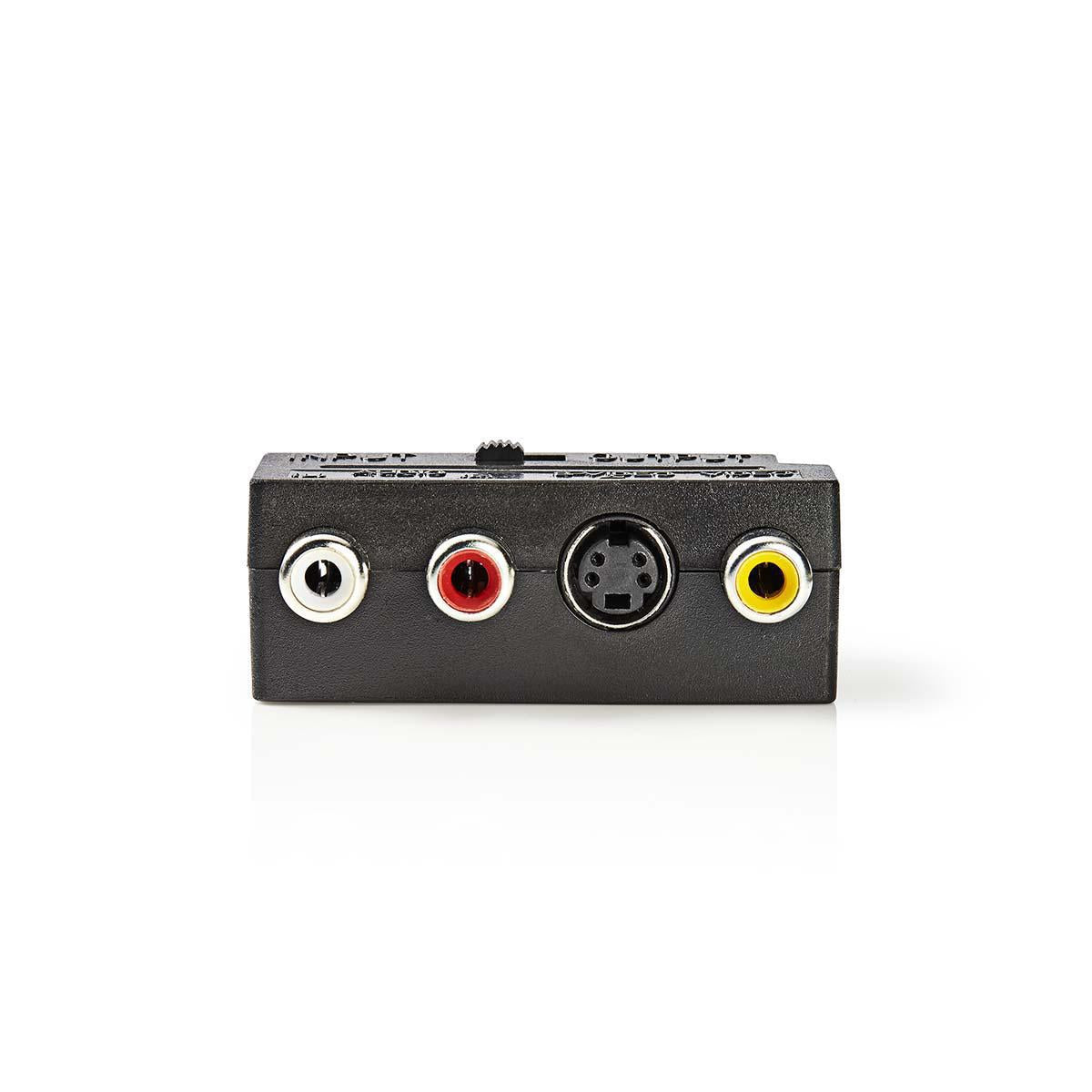 SCART adapter | SCART Male | S-Video Female / 3x RCA Female | Nickel Plated | Switchable | ABS | Black | 1 pc. | Plastic bag