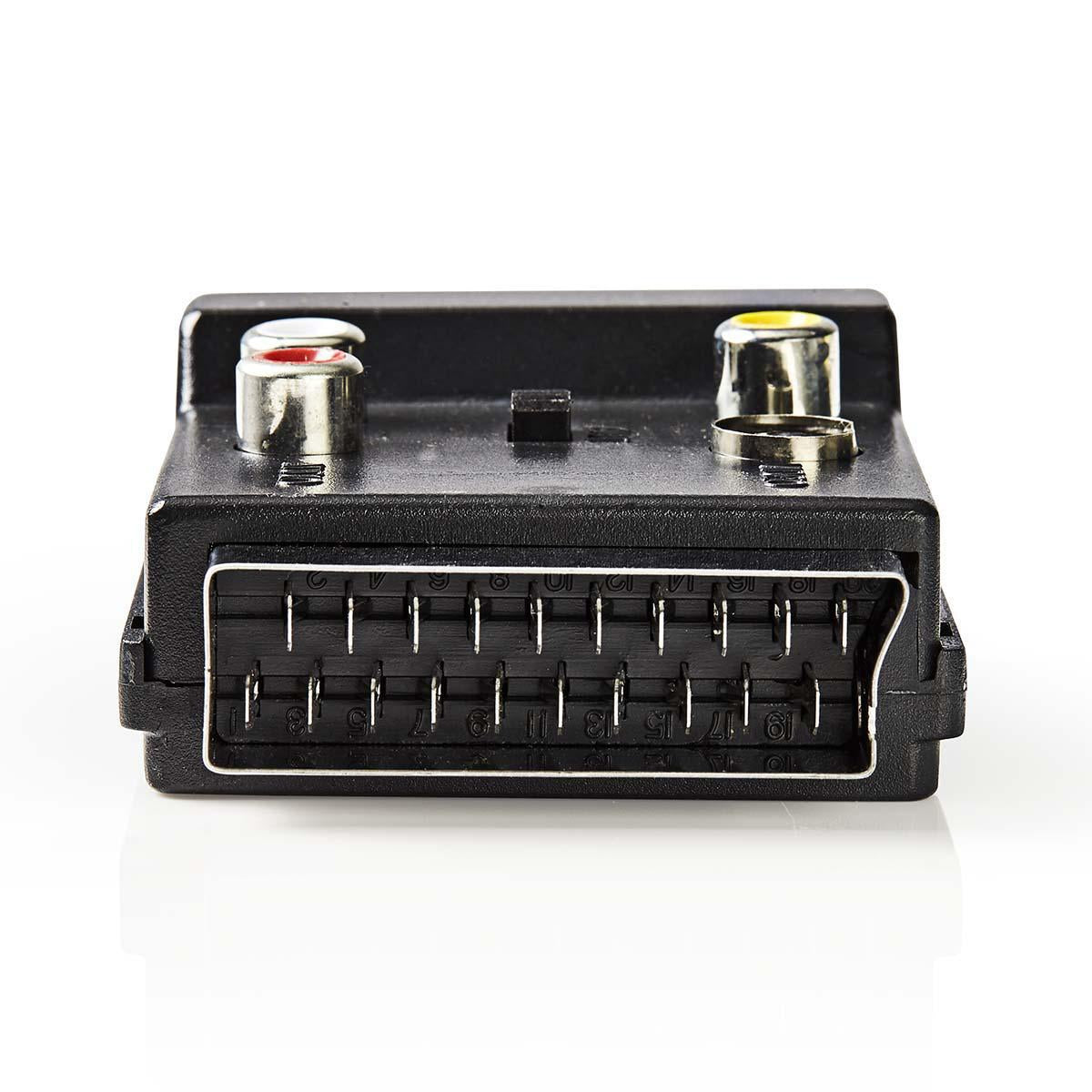 SCART adapter | SCART Male | S-Video Female / SCART Female / 3x RCA Female | Nickel Plated | Switchable | ABS | Black | 1 pc. | Plastic bag