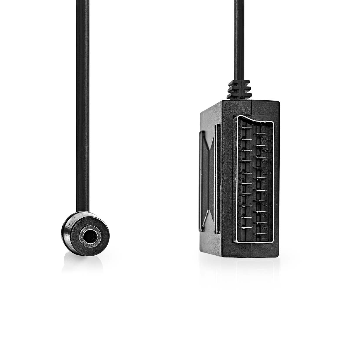 SCART cable | SCART Male | SCART Female / 3.5 mm Female | Nickel Plated | 480p | 0.20 m | Round | PVC | Black | Plastic bag