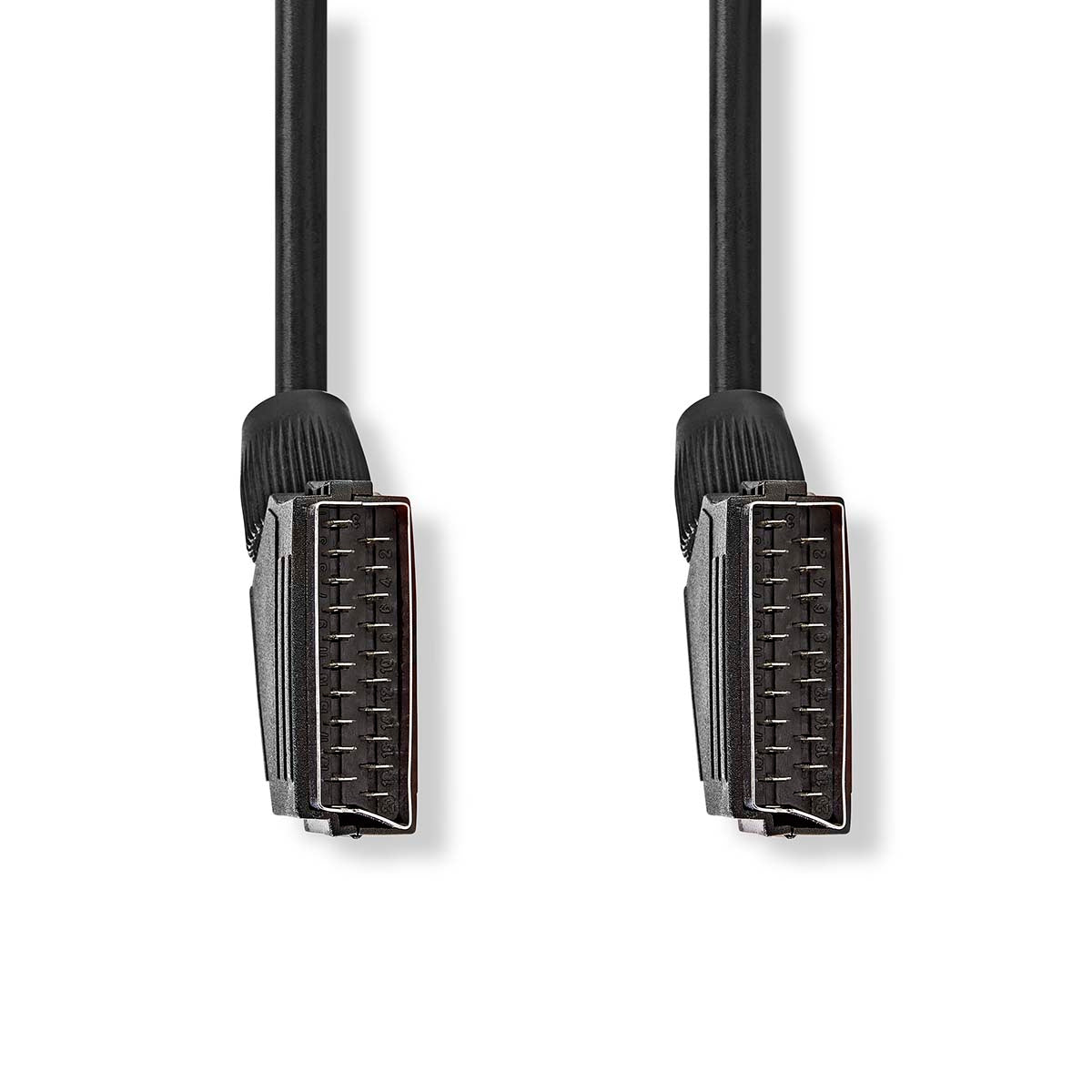 SCART cable | SCART Male | SCART Male | Nickel Plated | 480p | 2.00 m | Round | PVC | Black | Box
