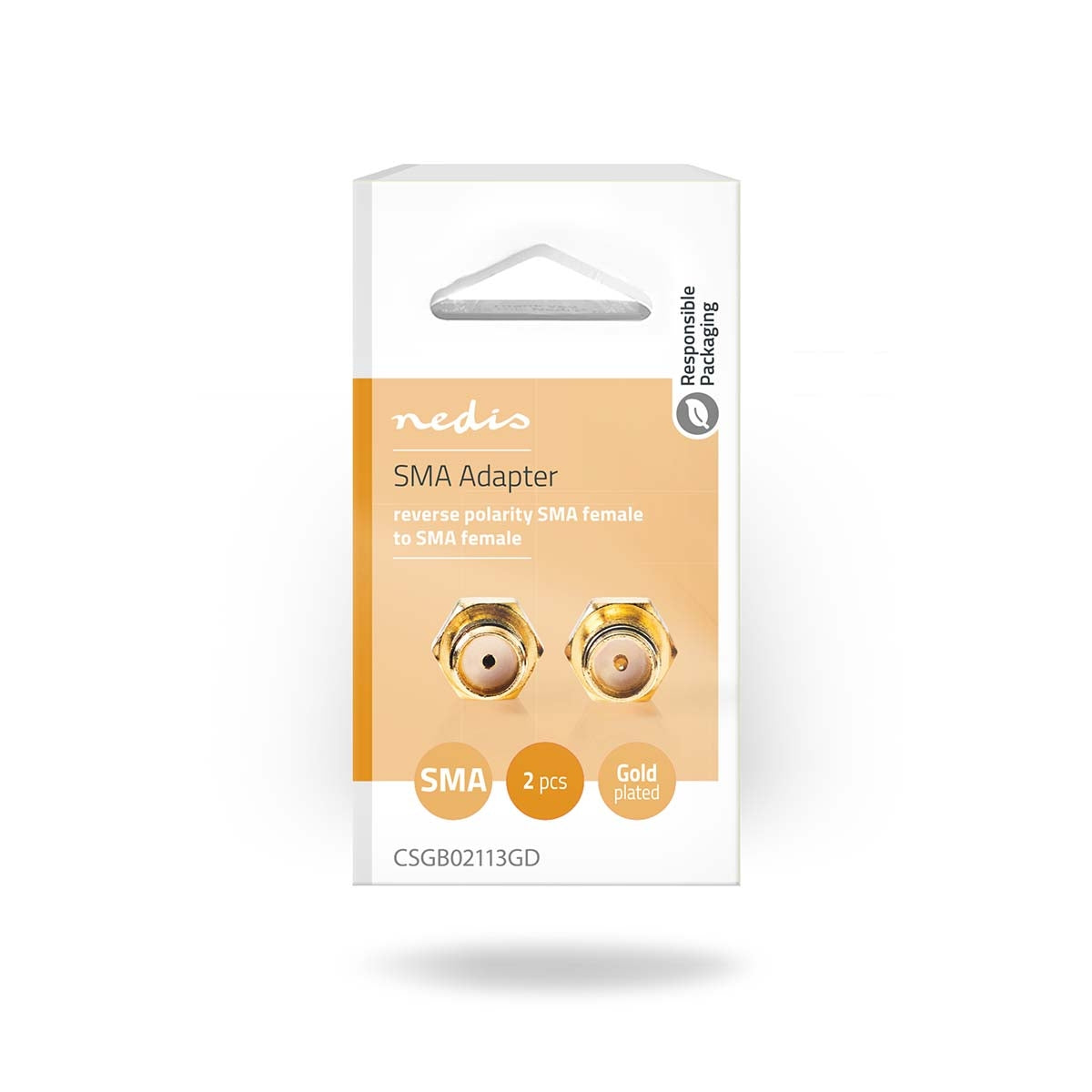 SMA Adapter | SMA Female Reverse Polarity | SMA Female | Gold Plated | 50 Ohm | Straight | Copper | Gold | 2 pcs | Box