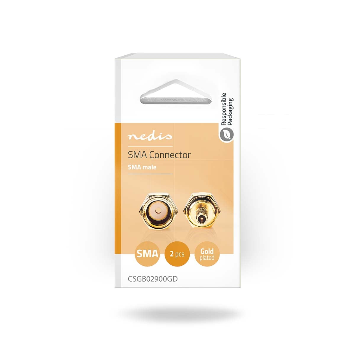 SMA connector | Straight | Male | Gold Plated | 50 Ohm | Shrink | Cable input diameter: 2.55 mm | Metal | Gold | 2 pcs. | Box