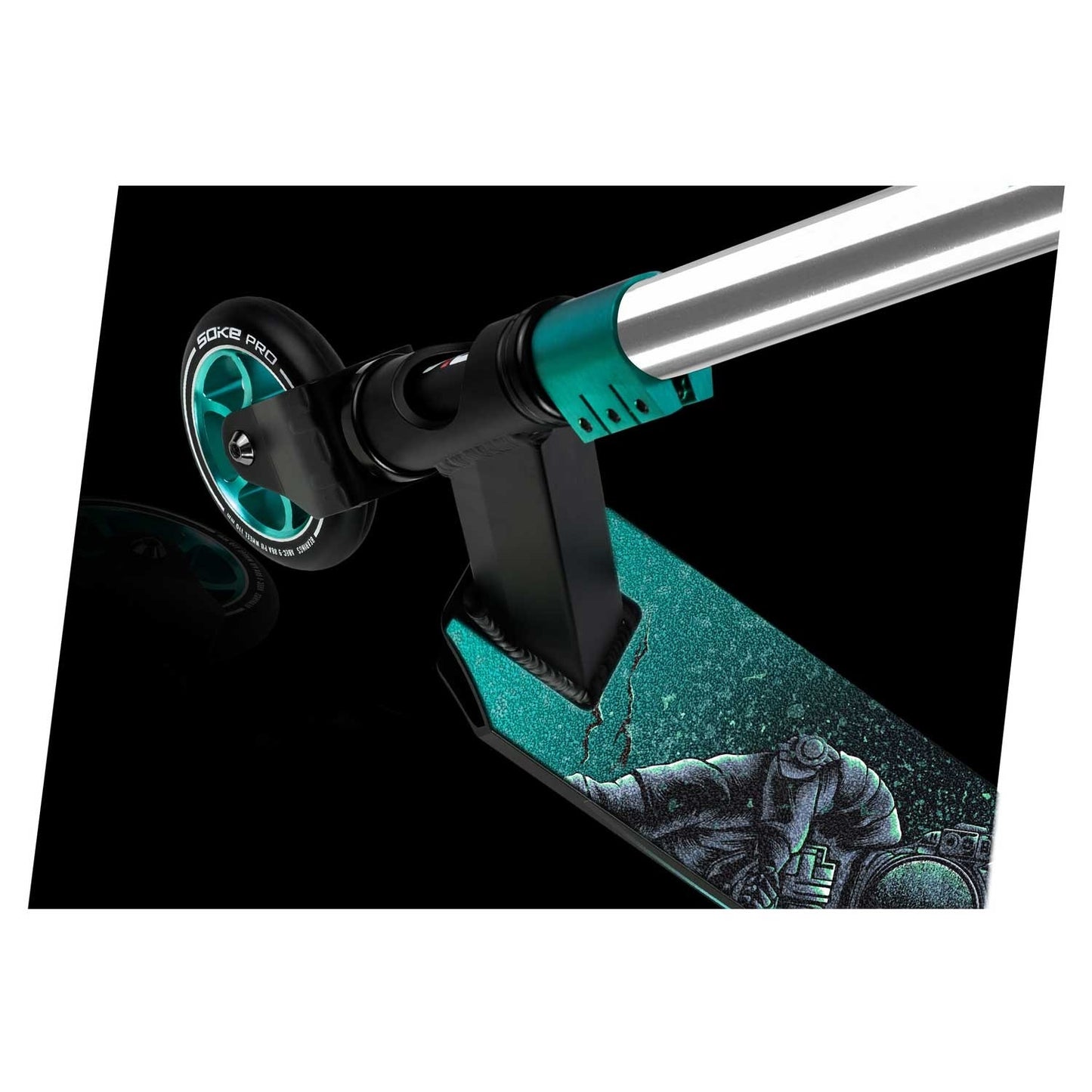 SOKE PRO Stunt Scooter Silver-Turquoise