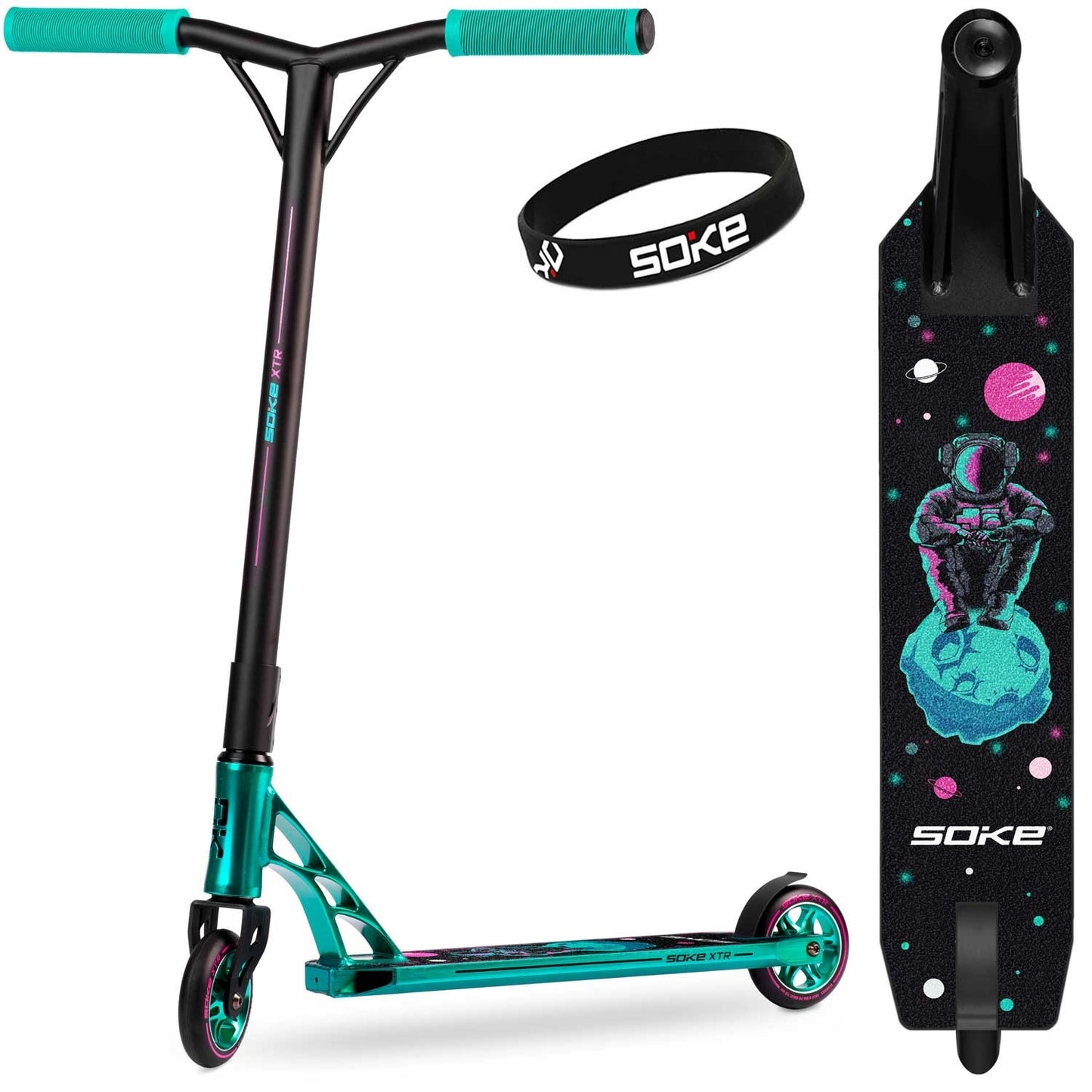 SOKE XTR Stunt Scooter Turquoise Pink