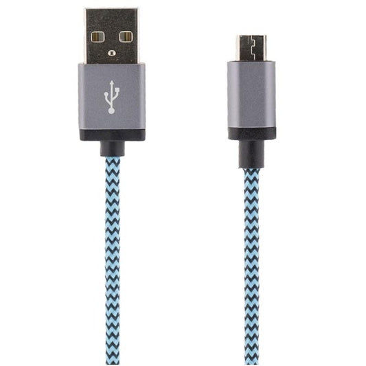 STREETZ USB sync/charger cable, fabric covered, USB Type A ha - USB Micro B ha, 1m, blue