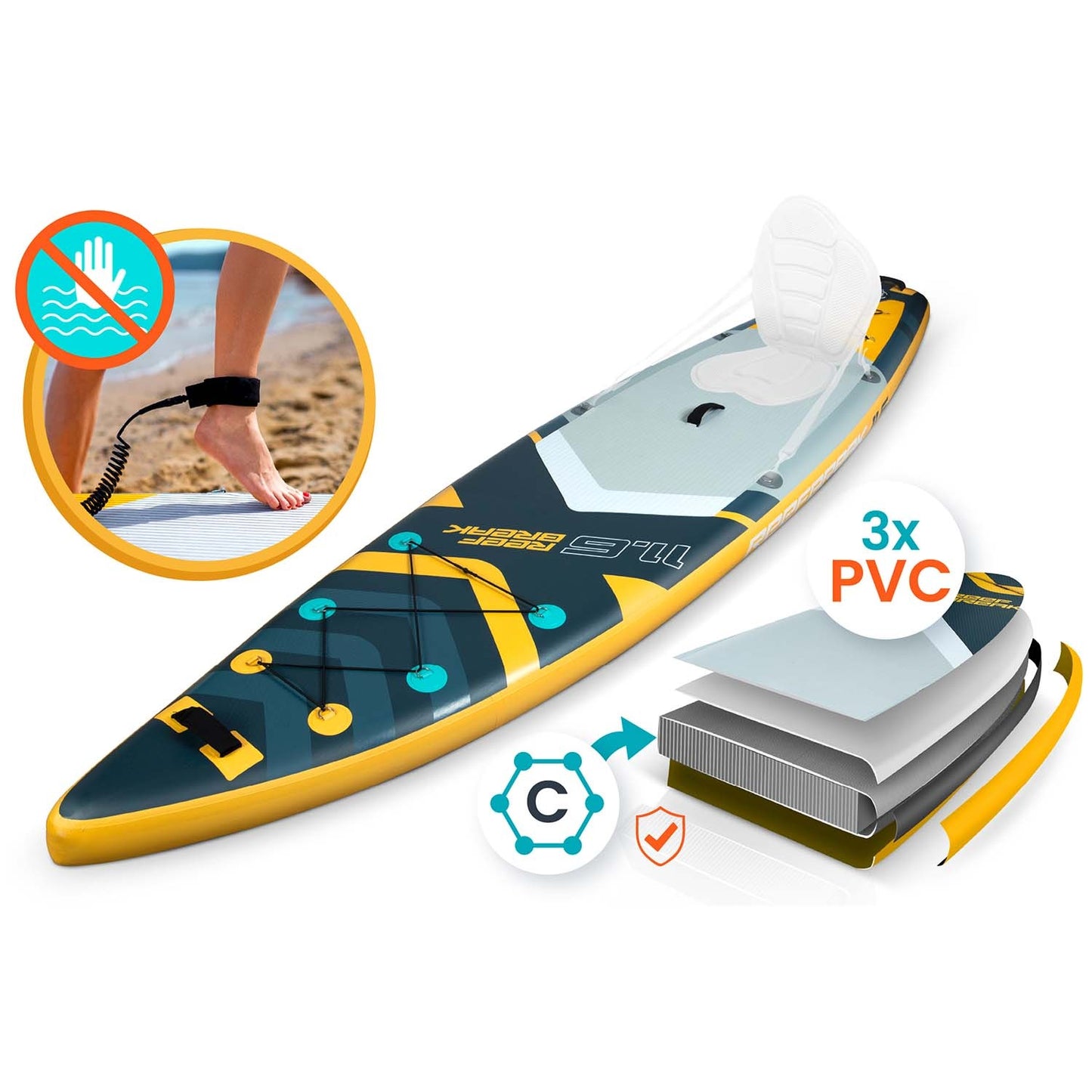 SUP Board, 350 x 81 x 15 cm, Neo-Sport Material