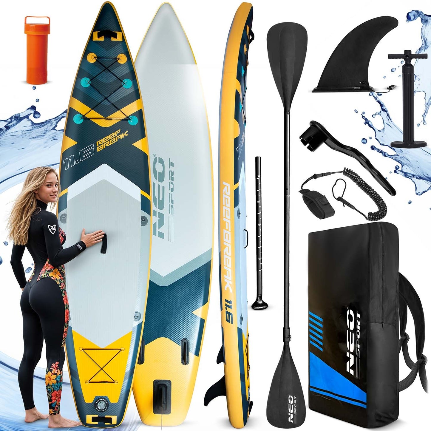 SUP Board, 350 x 81 x 15 cm, Neo-Sport Material