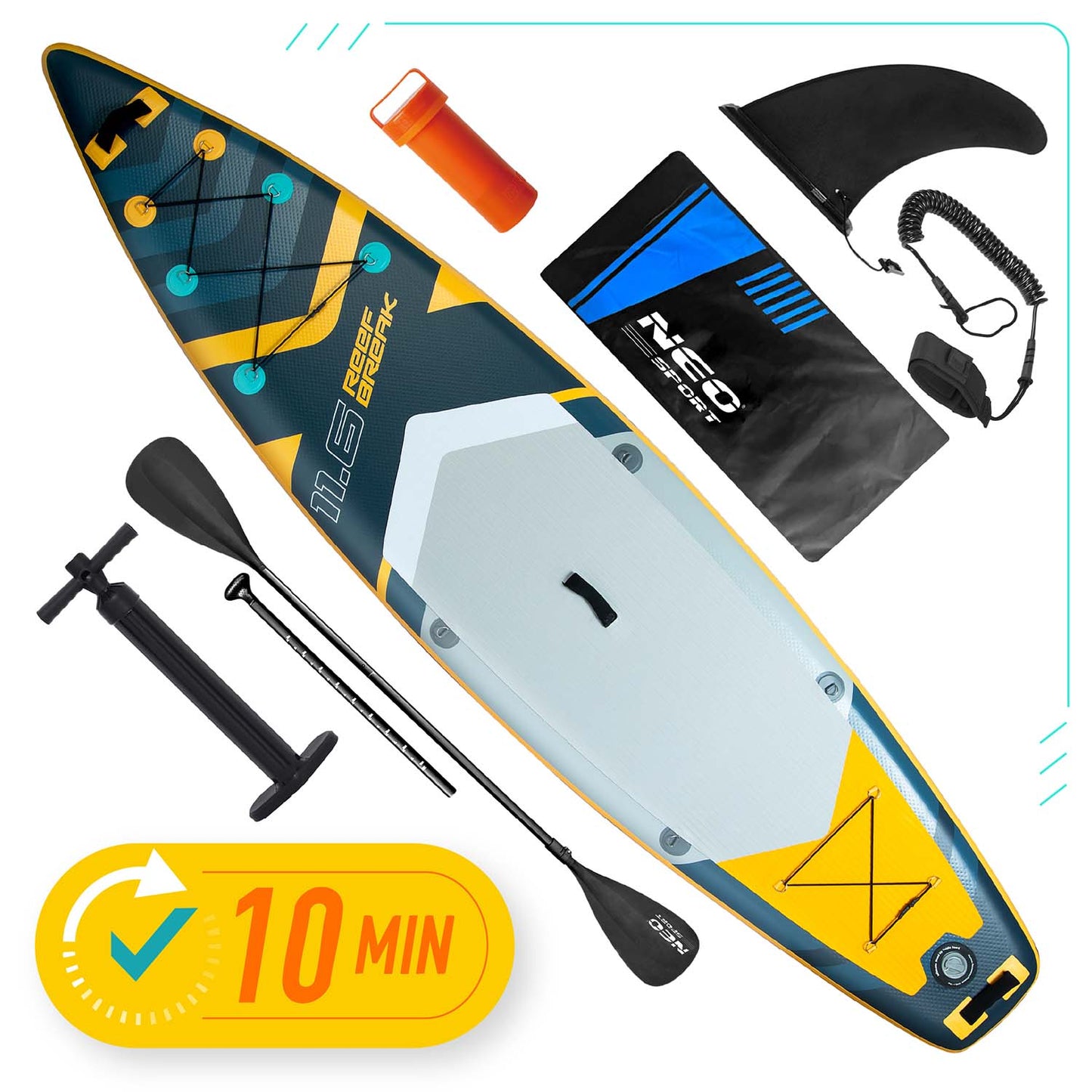 SUP Board, 350 x 81 x 15 cm, Neo-Sport Material