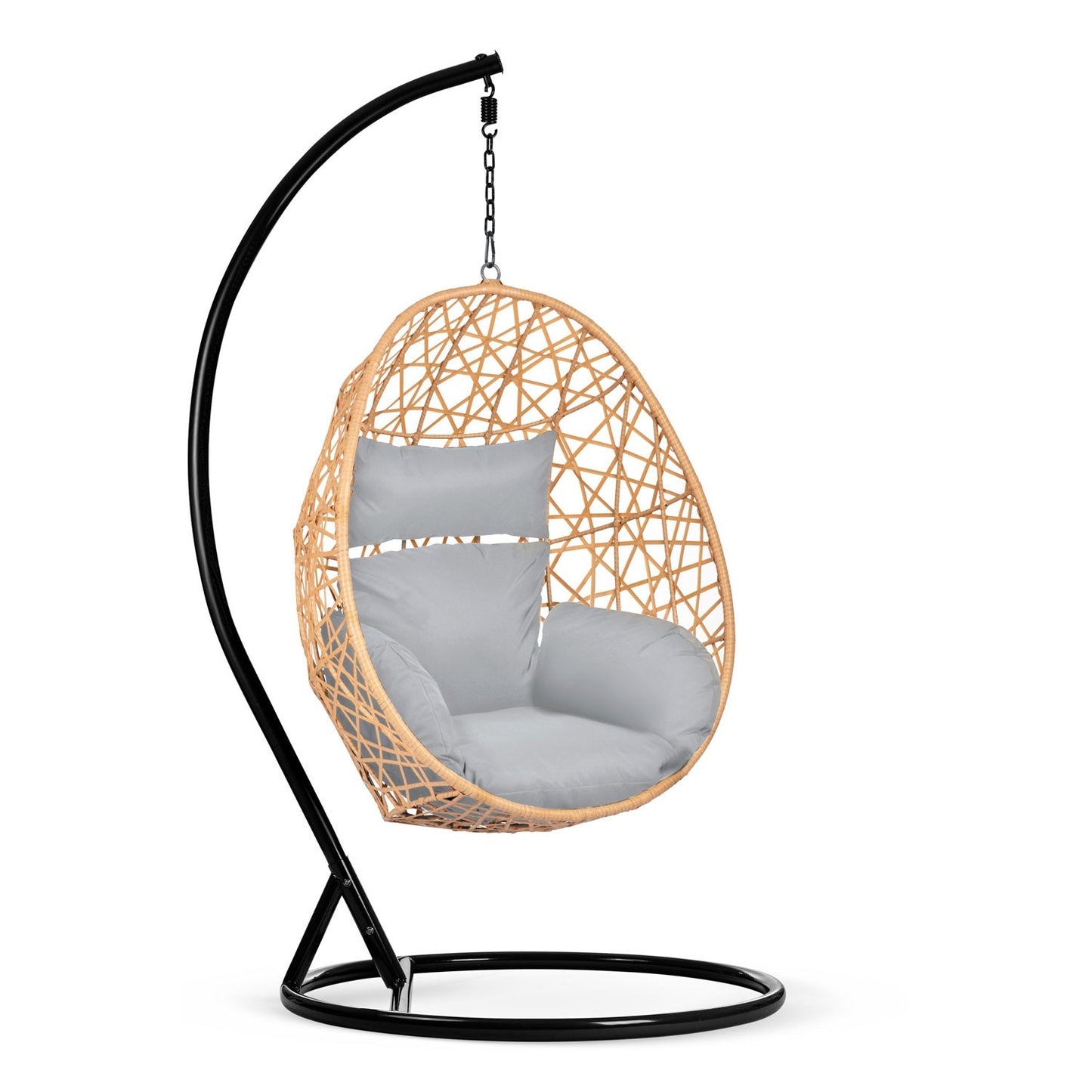 Sabana light brown hanging garden chair + grey cushions Sofotel