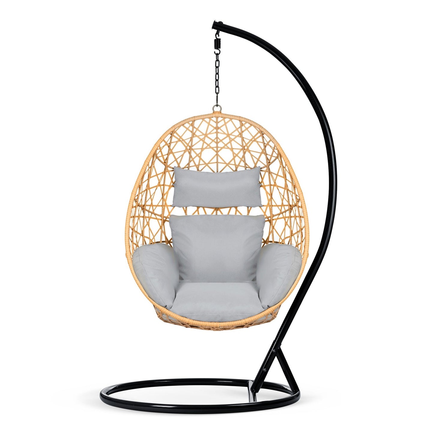 Sabana light brown hanging garden chair + grey cushions Sofotel