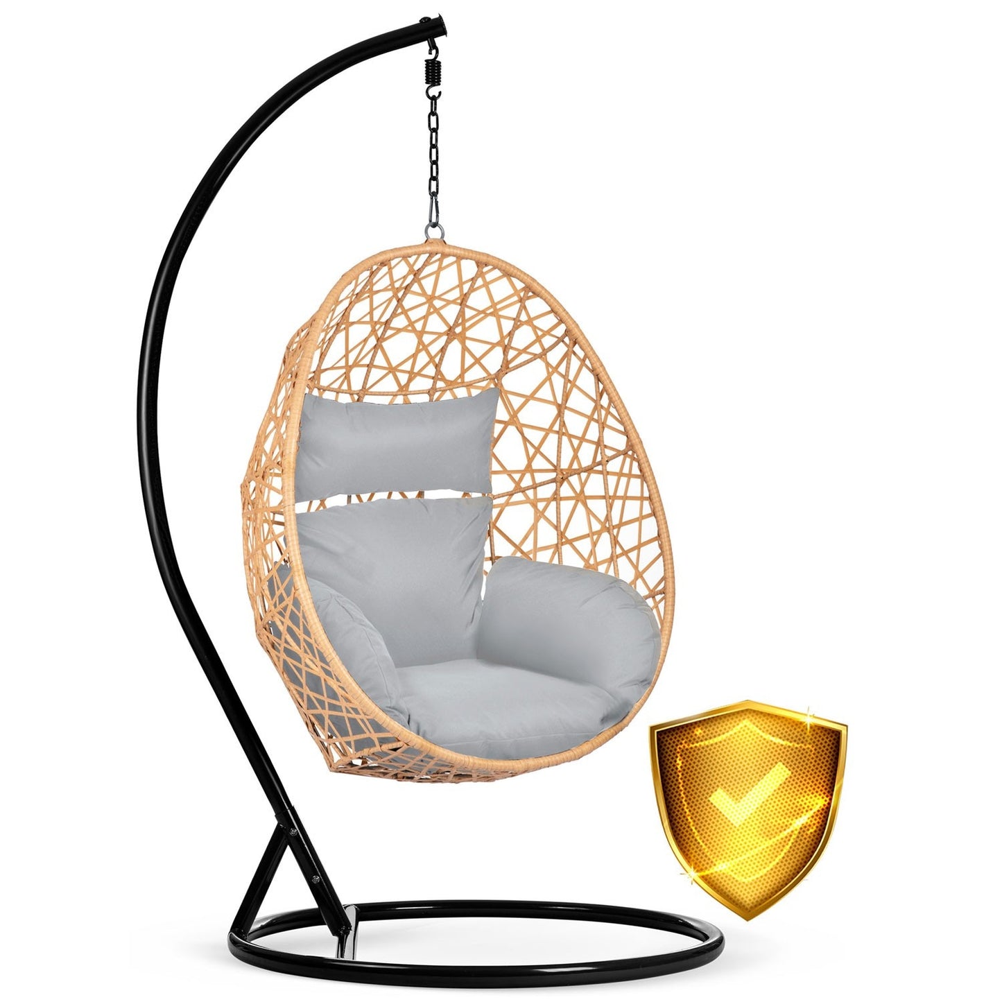 Sabana light brown hanging garden chair + grey cushions Sofotel