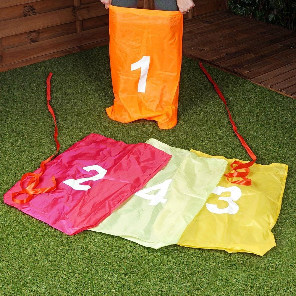 Sack Jumping Set: Colorful sacks and start/finish ribbons