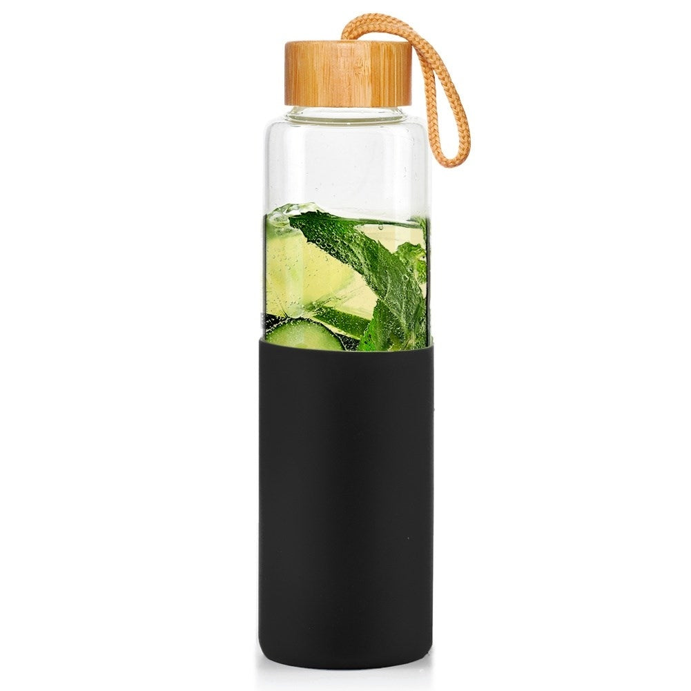 Safe Glass Bottle with Silicone Cover for Beverages