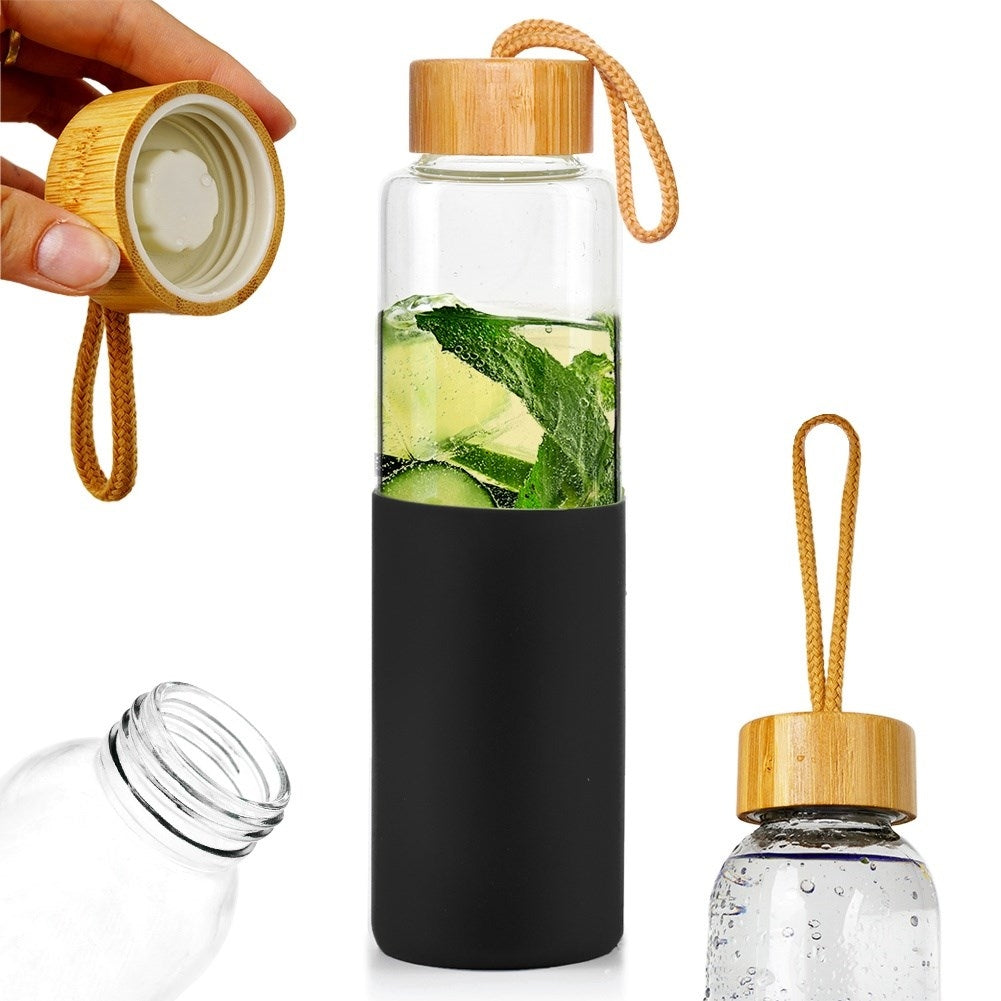 Safe Glass Bottle with Silicone Cover for Beverages