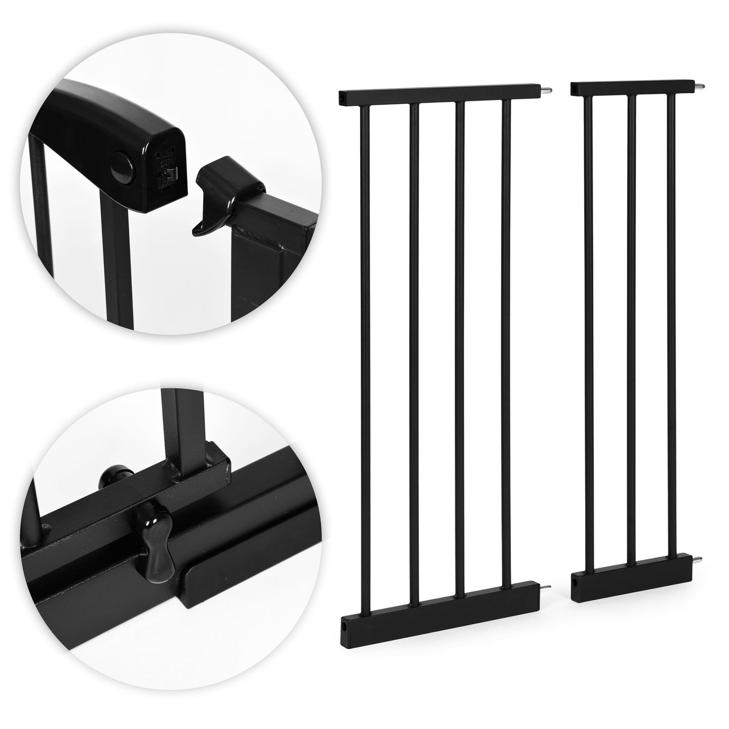 Safety Gate for Stairs & Doors, 74-132 cm, Steel, Black
