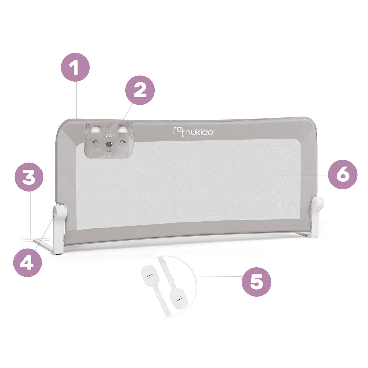 Safety cover for bed 150 x 66 x 35 cm Nukido grey