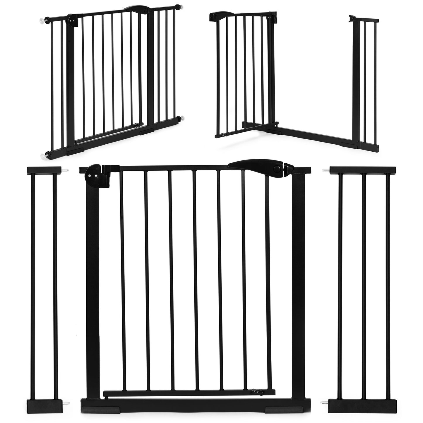 Safety gate barrier, 74-105 cm, for stairs and doors, steel, additional panels, black, ECOTOYS