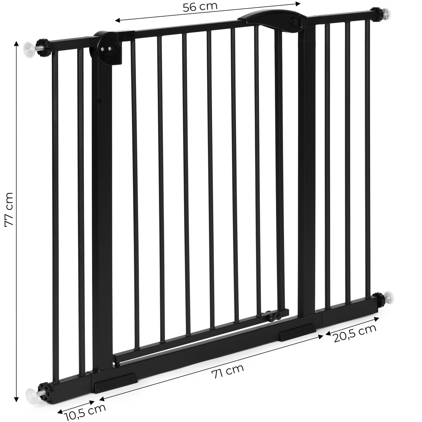 Safety gate barrier, 74-105 cm, for stairs and doors, steel, additional panels, black, ECOTOYS