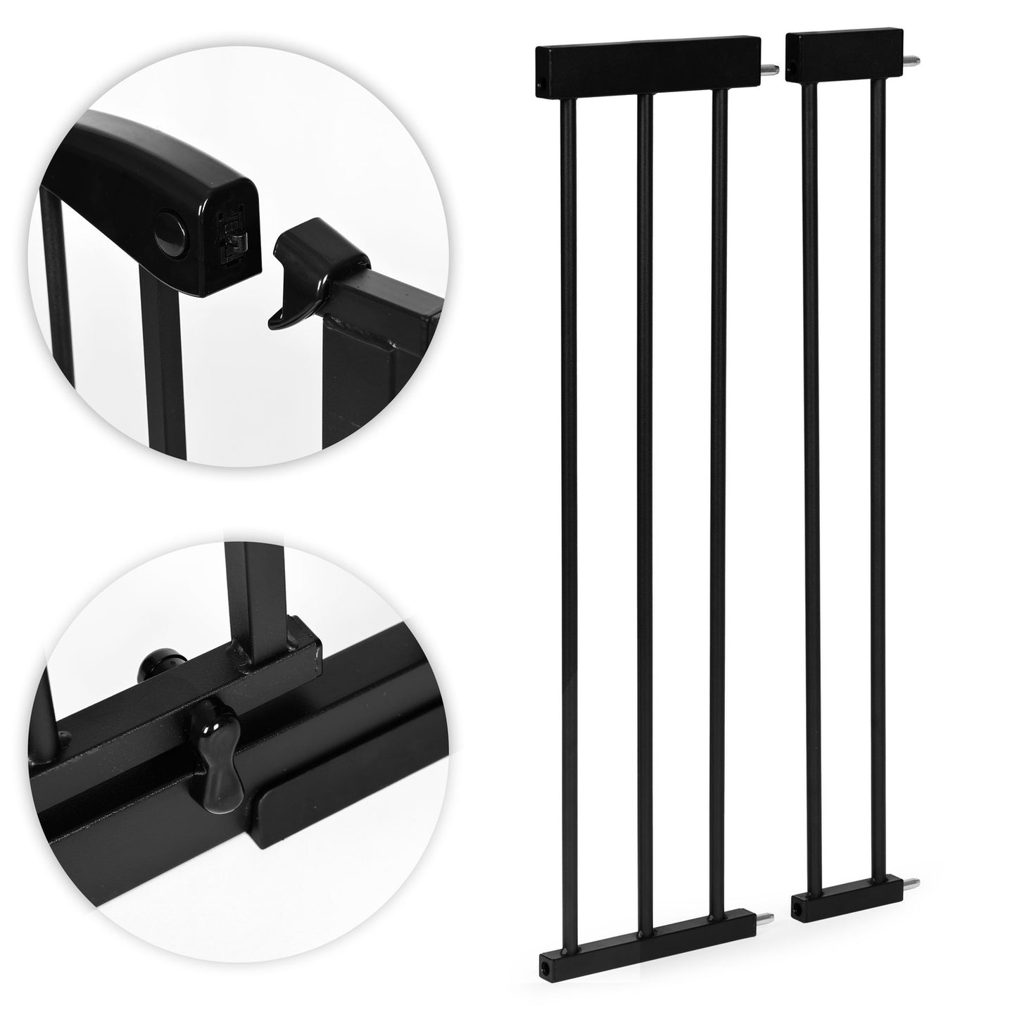 Safety gate barrier, 74-105 cm, for stairs and doors, steel, additional panels, black, ECOTOYS