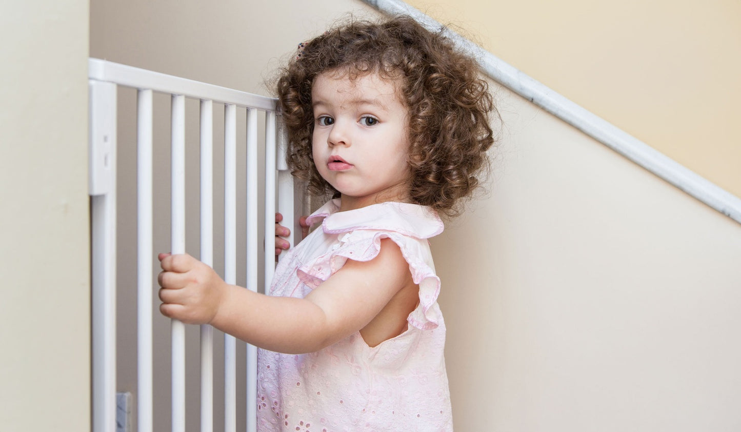 Safety gate barrier, 74-105 cm, for stairs and doors, steel, additional panels, white, ECOTOYS