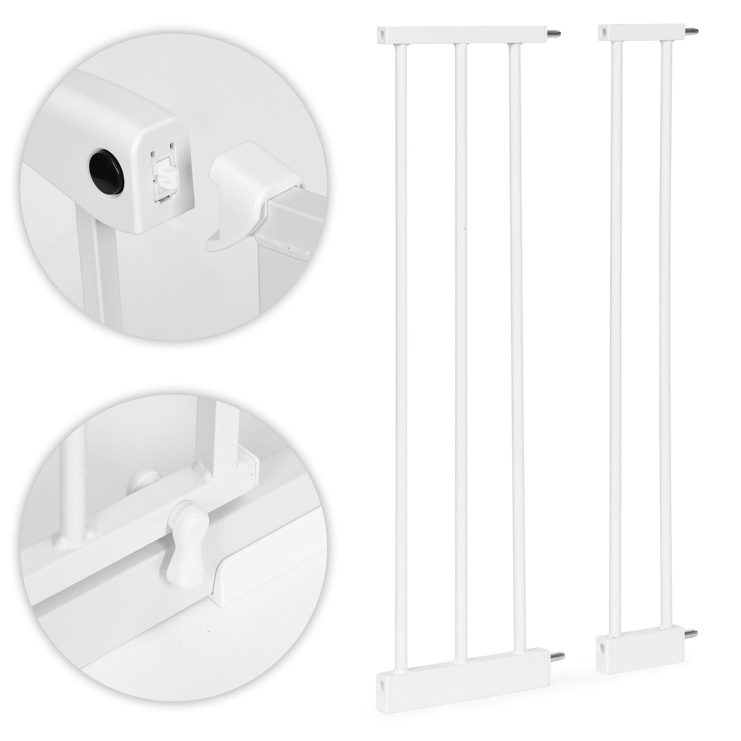 Safety gate barrier, 74-105 cm, for stairs and doors, steel, additional panels, white, ECOTOYS