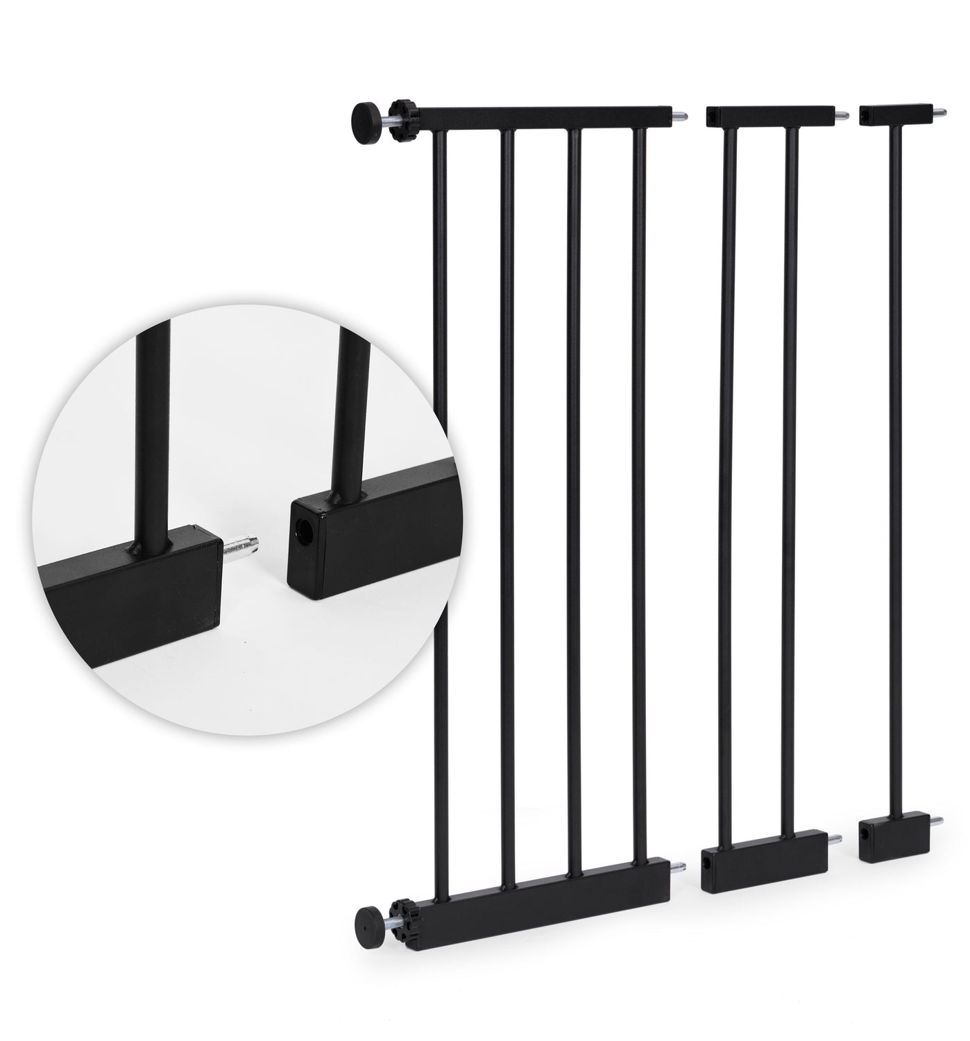 Safety gate barrier, 74-130 cm, for stairs and doors, metal and wood, additional panels