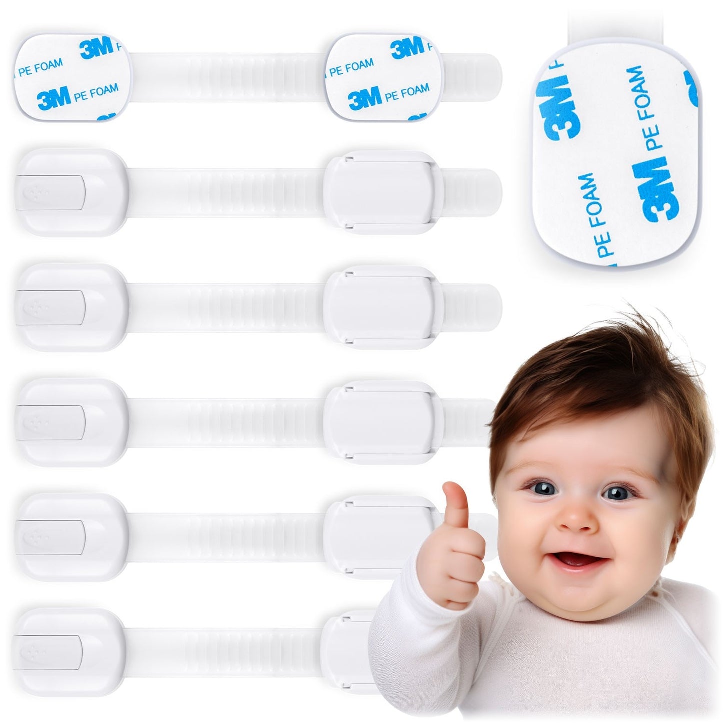 Safety lock for cabinet doors Ricokids 798100, 6-pack, white