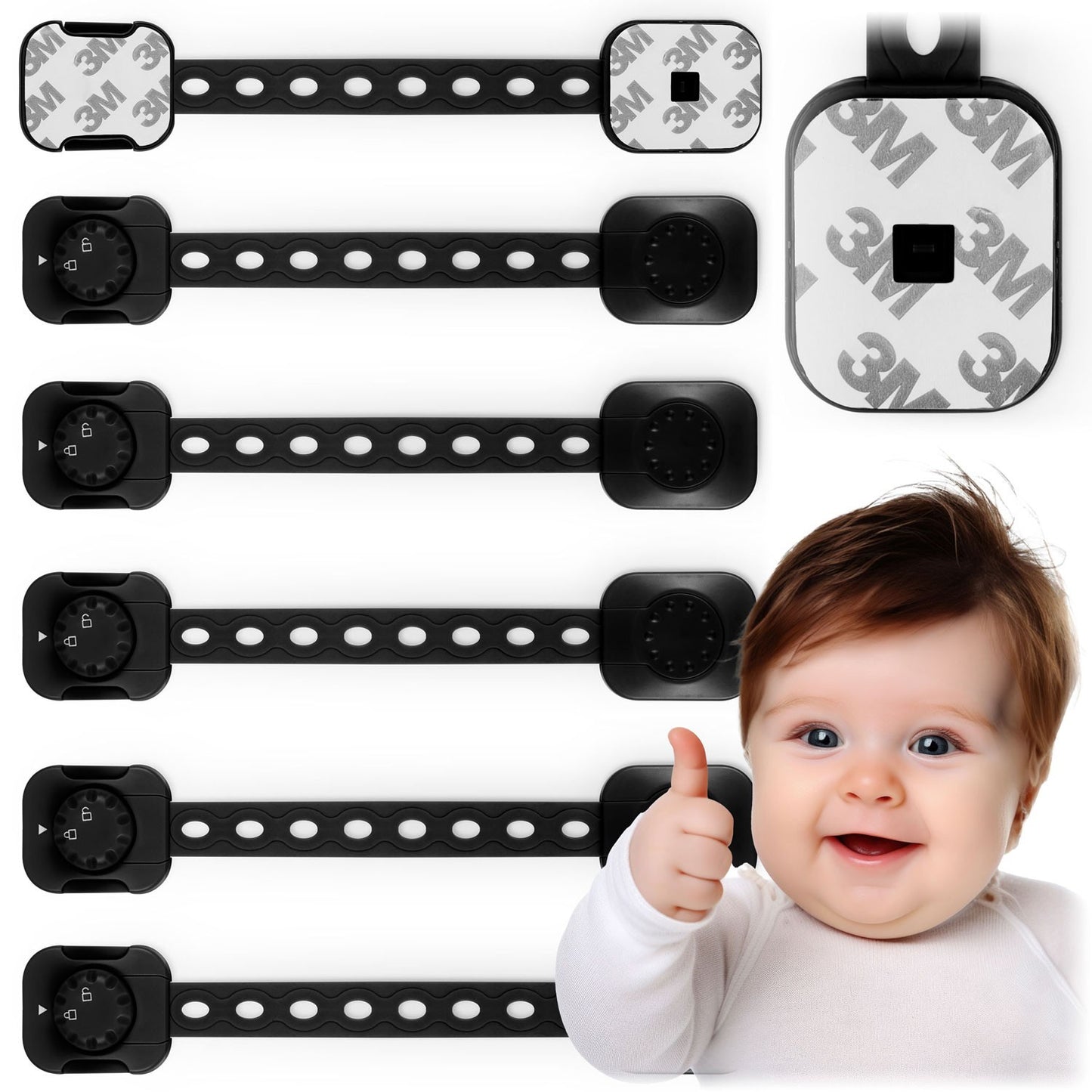 Safety lock for cabinets Ricokids 798202, 6-pack, Black