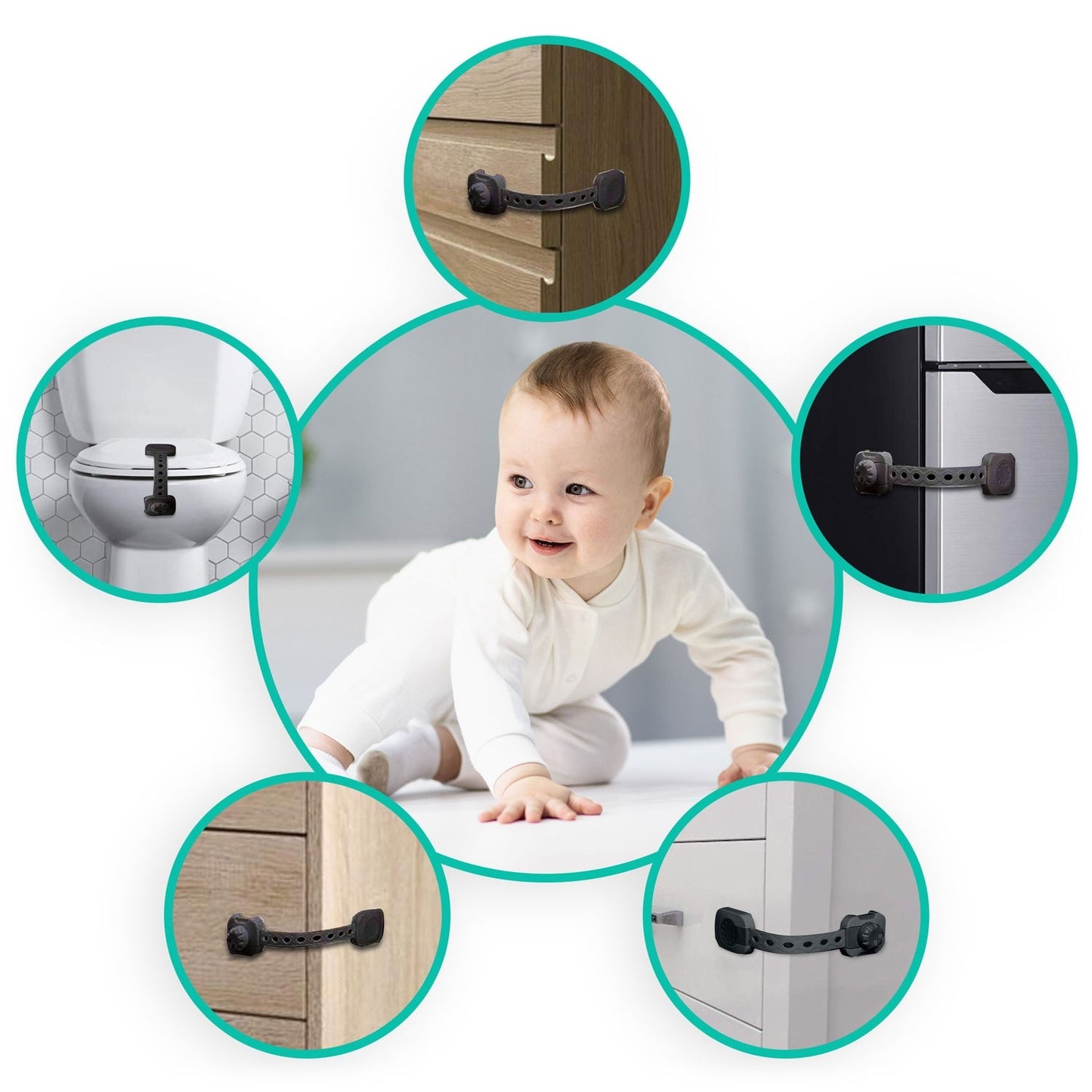 Safety lock for cabinets Ricokids 798202, 6-pack, Black