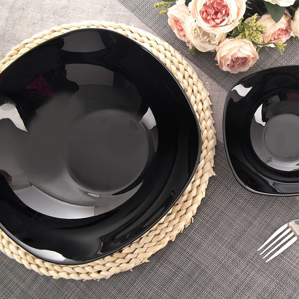 Salad bowl glass black LUNA 25 cm, 2 l