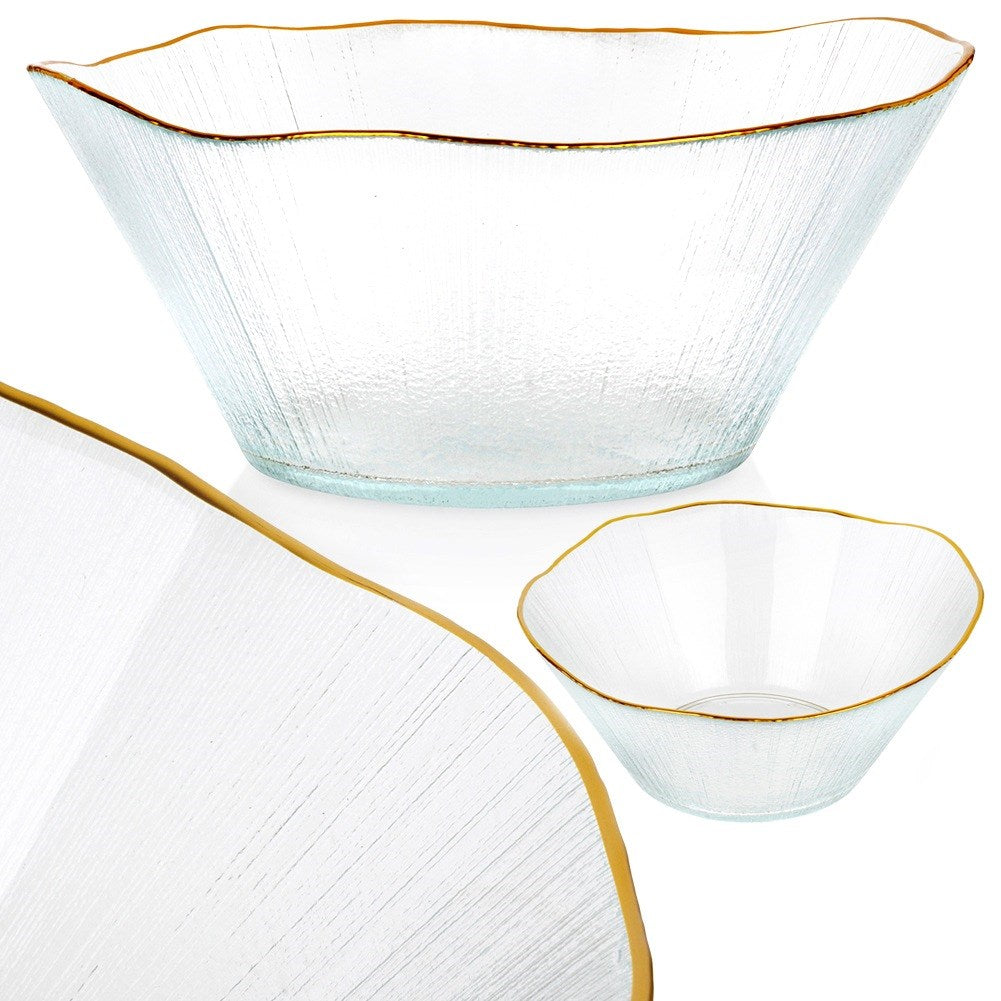 Salad bowl glass gold 21 cm, 1.2 l