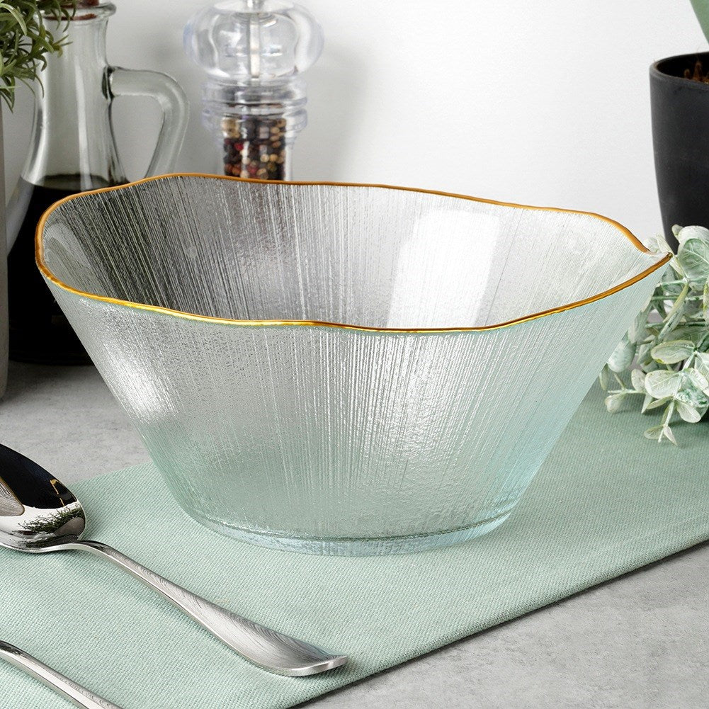 Salad bowl glass gold 21 cm, 1.2 l