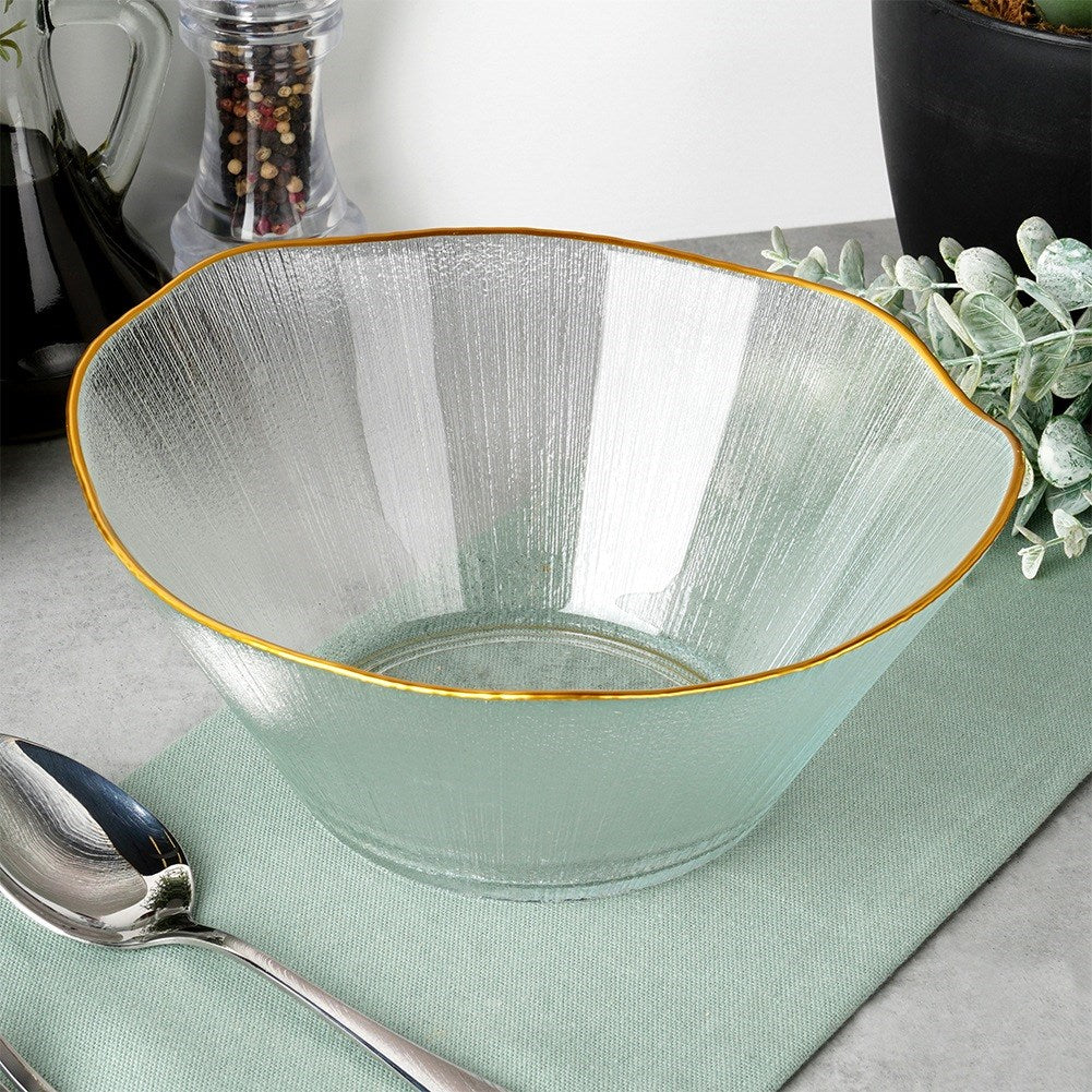 Salad bowl glass gold 21 cm, 1.2 l