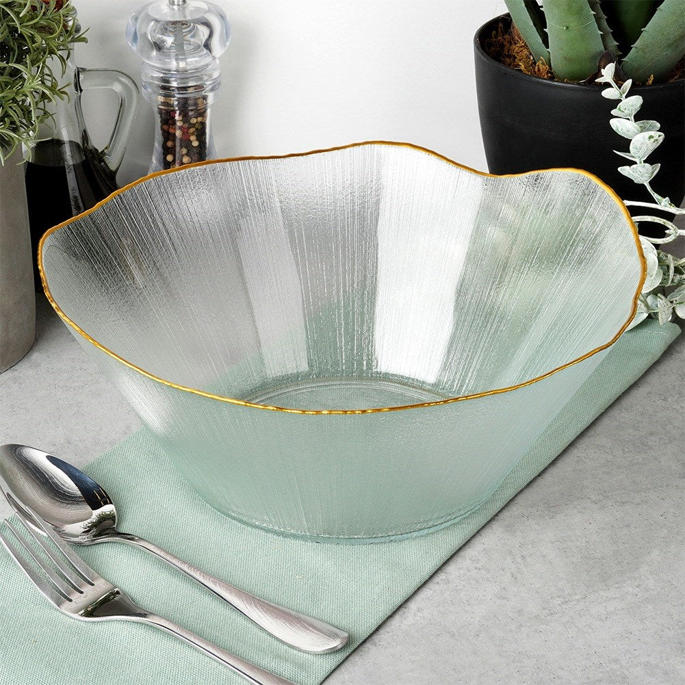 Salad bowl glass gold 27 cm, 2.8 l