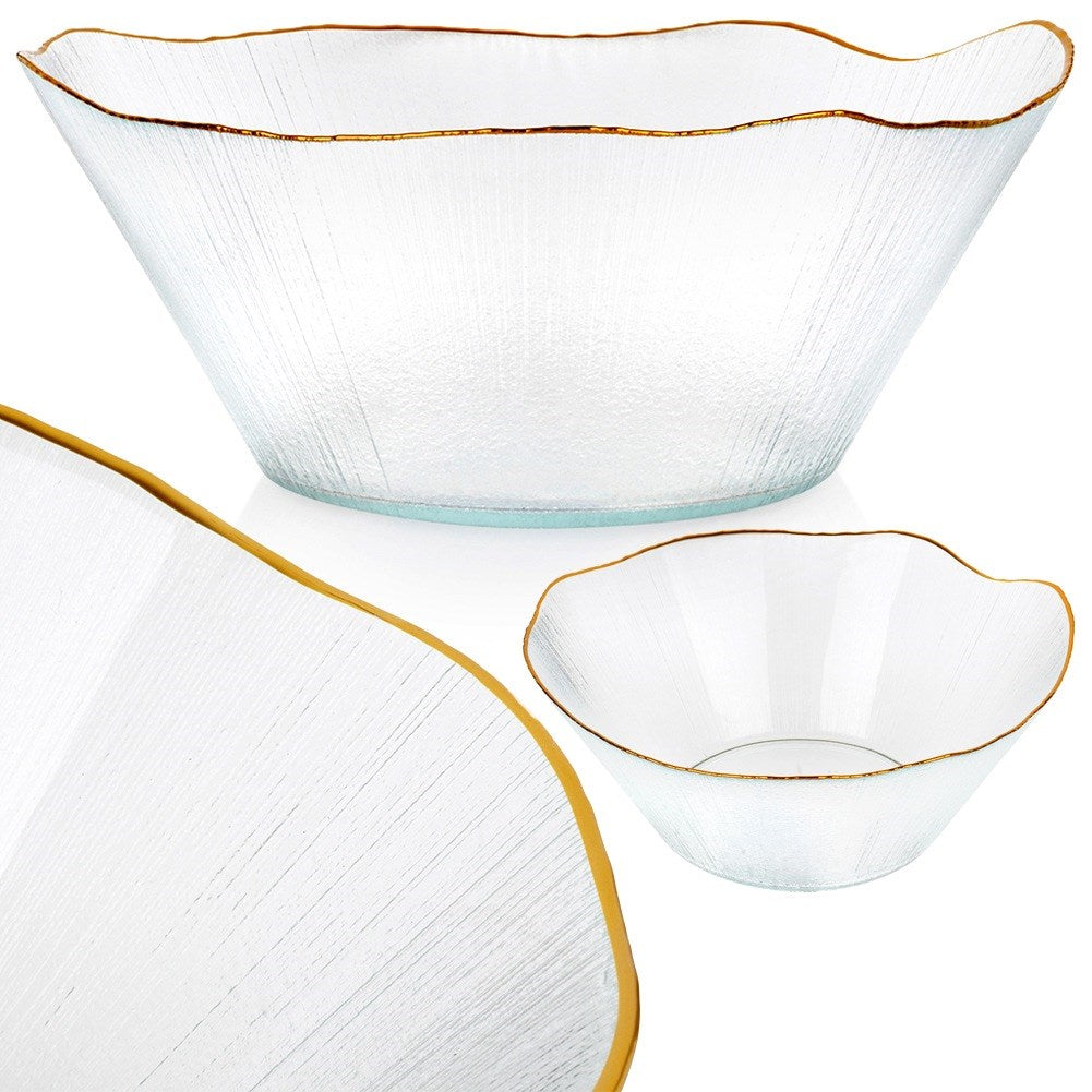 Salad bowl glass gold 27 cm, 2.8 l