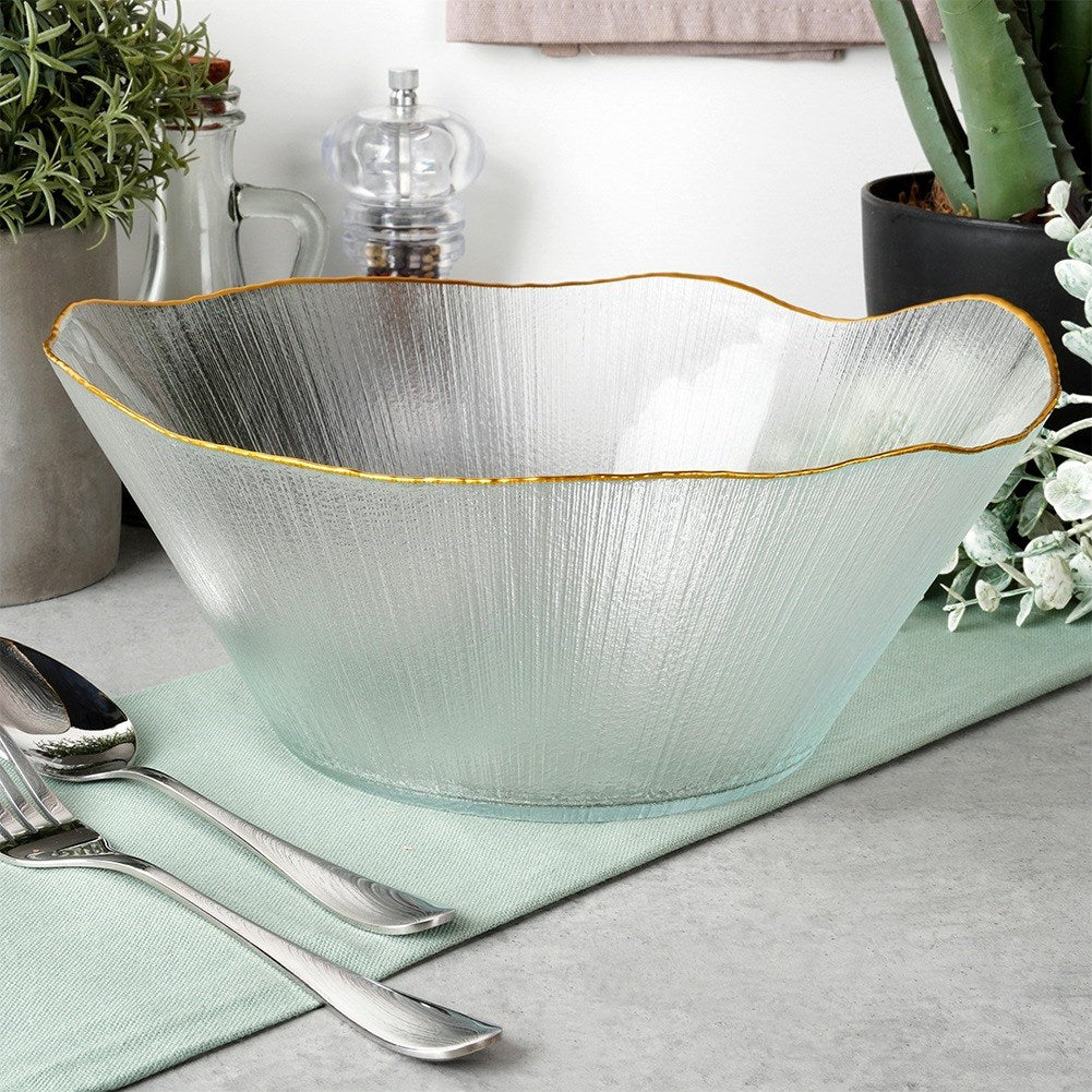 Salad bowl glass gold 27 cm, 2.8 l