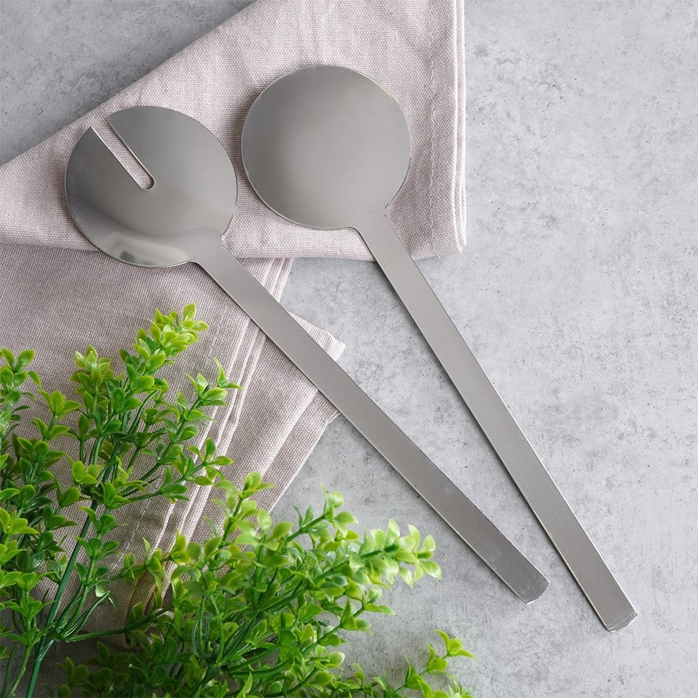 Salad cutlery in stainless steel with silver finish for serving