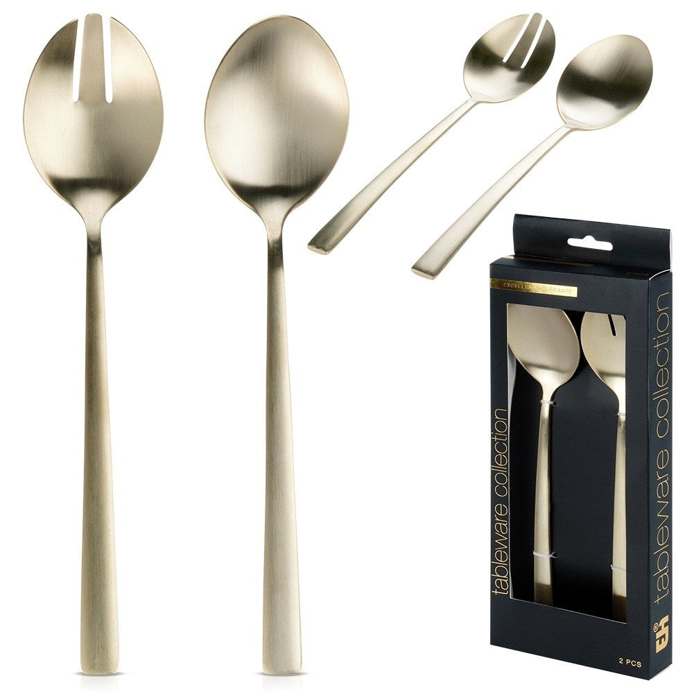 Salad spoons steel gold 25 cm 2 pcs.