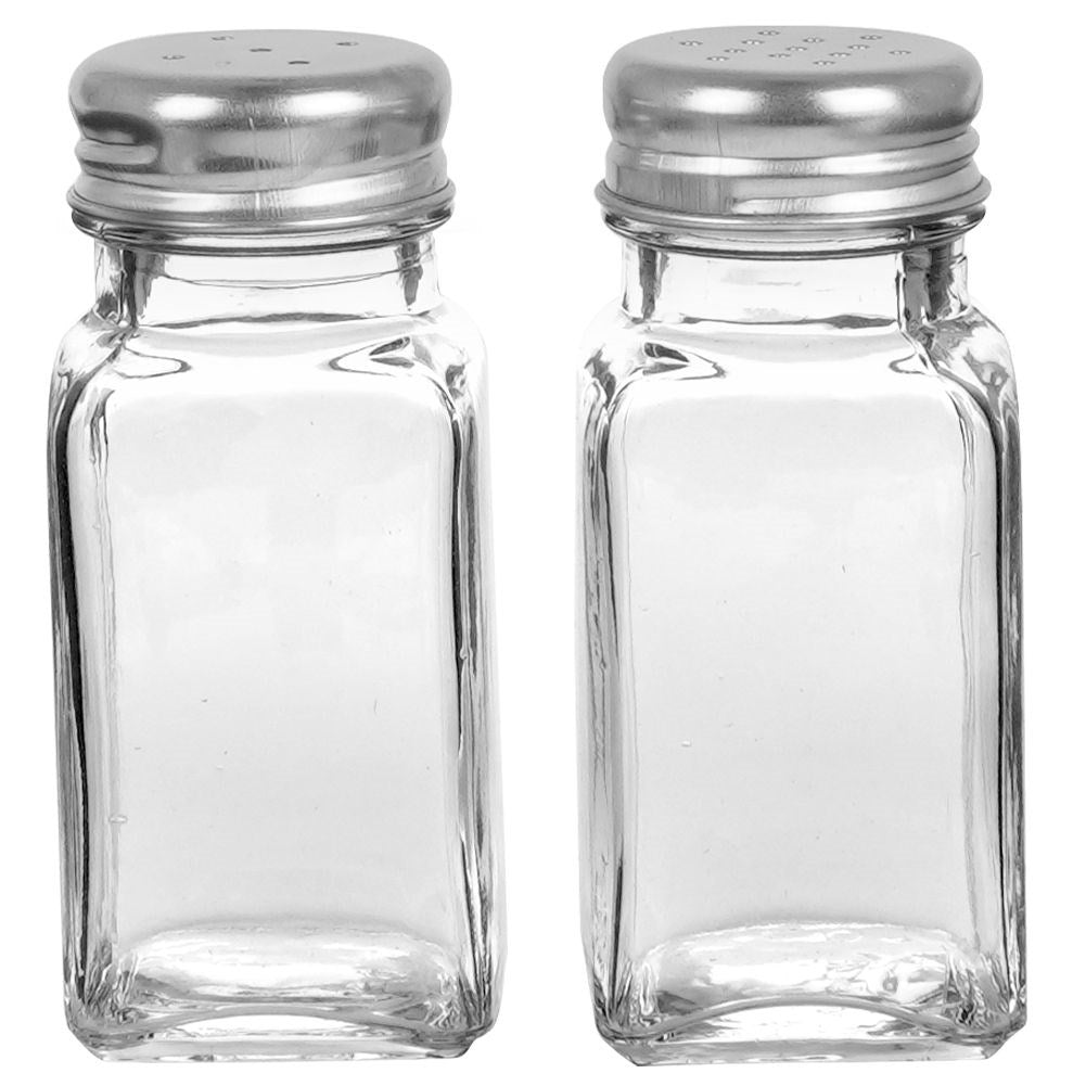 Salt and Pepper Shaker Set in Glass and Stainless Steel