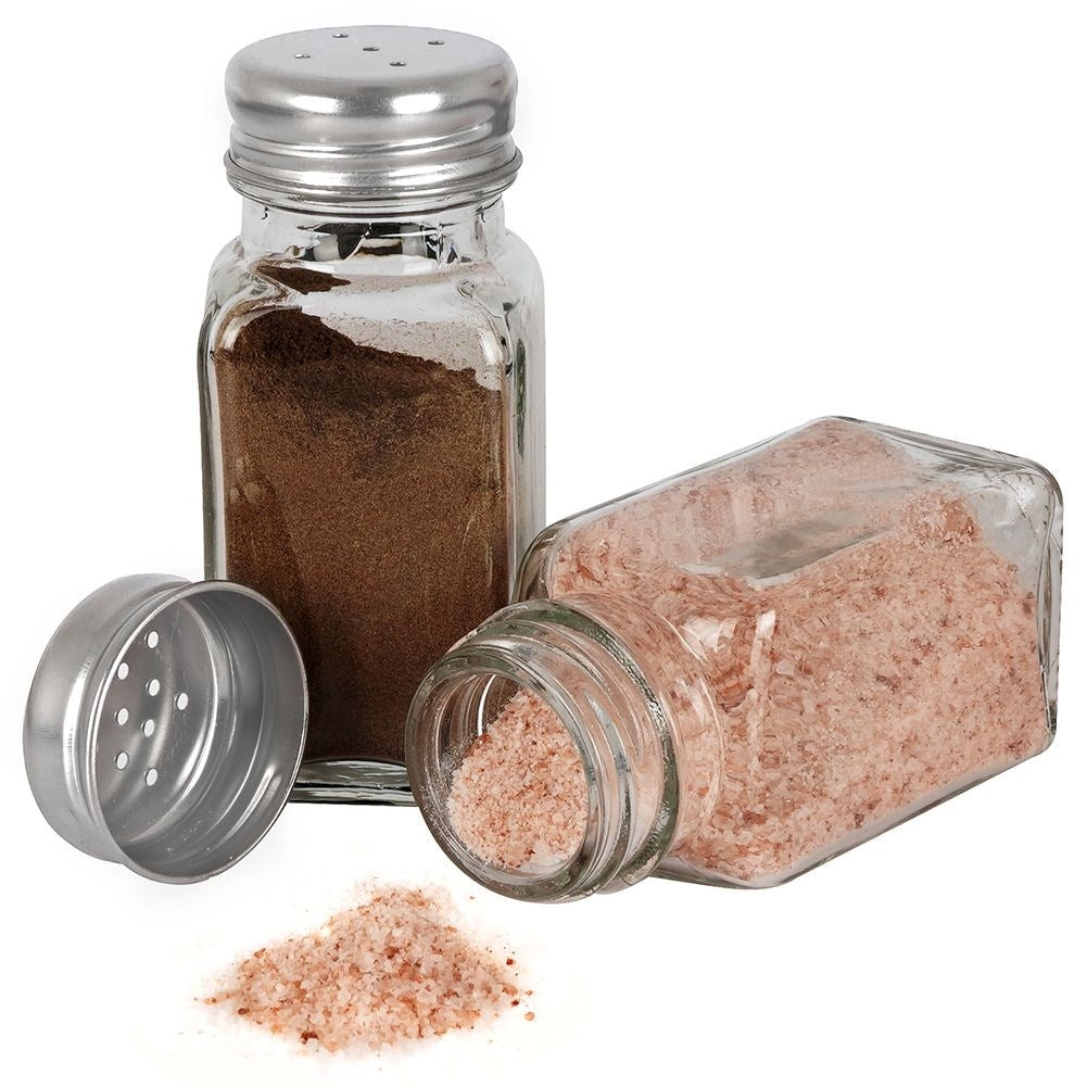 Salt and Pepper Shaker Set in Glass and Stainless Steel