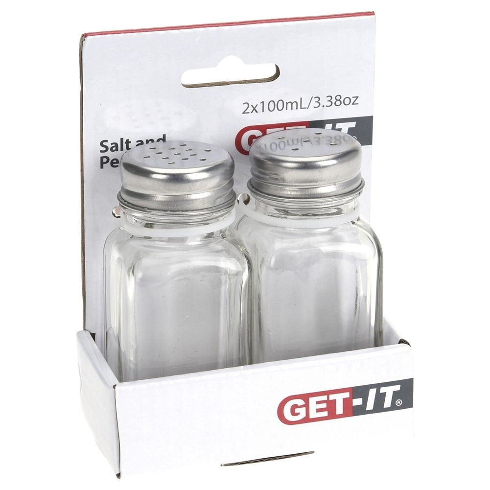 Salt and Pepper Shaker Set in Glass and Stainless Steel