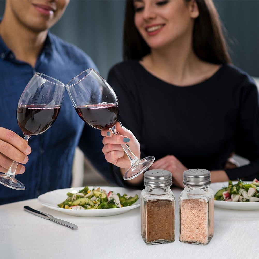 Salt and Pepper Shaker Set in Glass and Stainless Steel