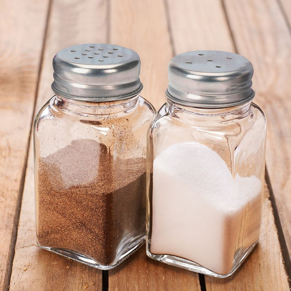 Salt and Pepper Shaker Set in Glass and Stainless Steel