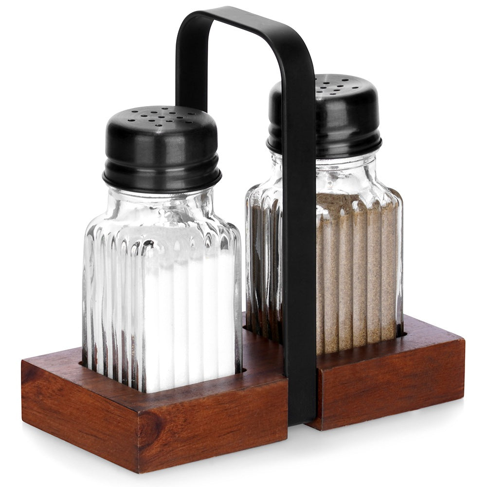 Salt and Pepper Shakers with Stand, 3-Piece Set