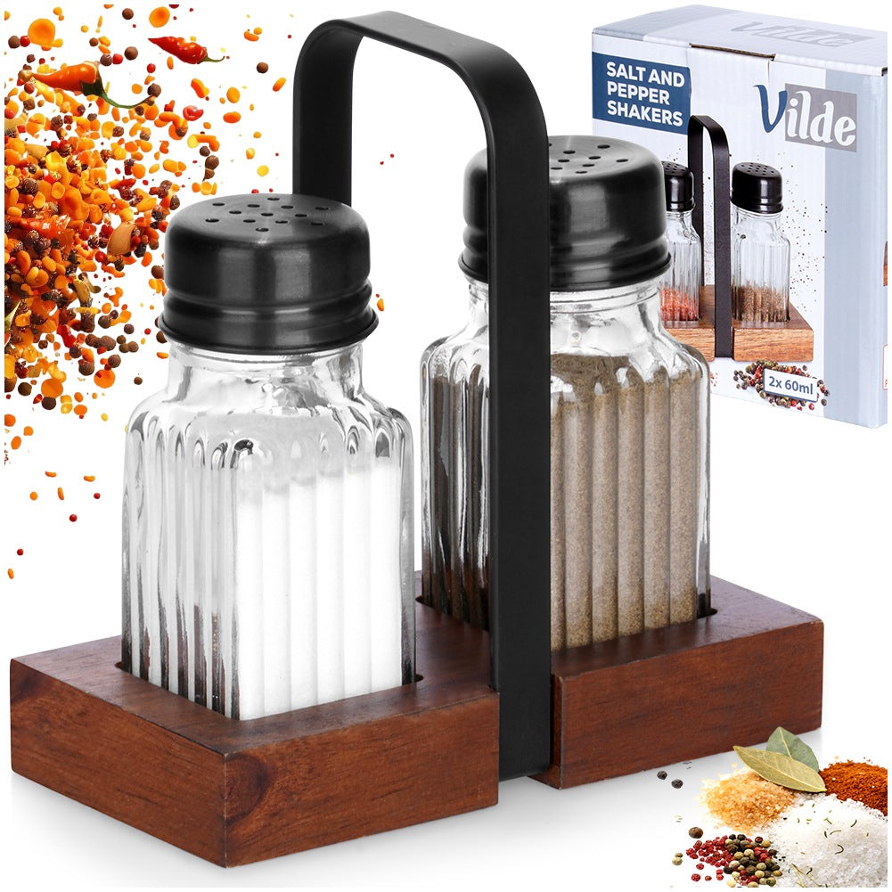 Salt and Pepper Shakers with Stand, 3-Piece Set