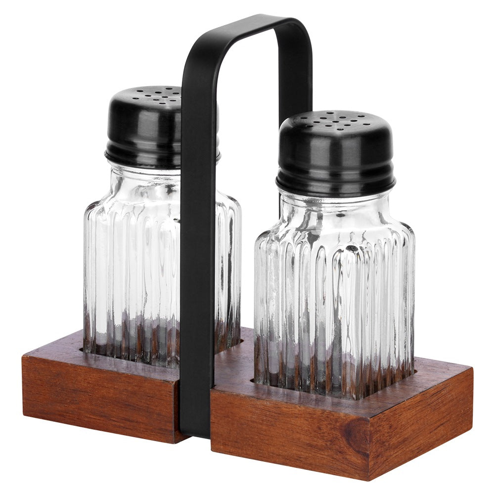 Salt and Pepper Shakers with Stand, 3-Piece Set